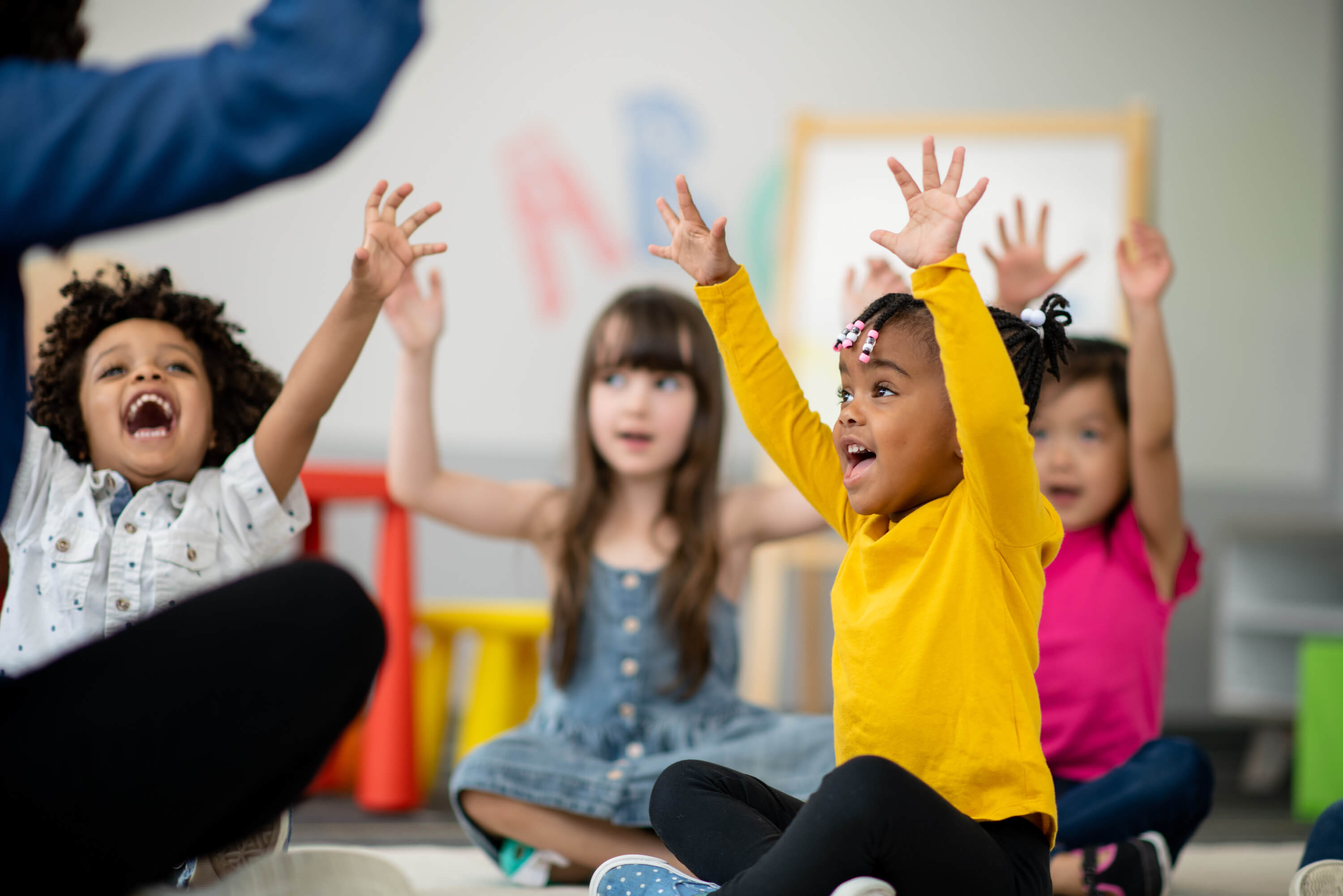 Children shouting in joy at YMCA child development center Children shouting in joy at YMCA child development center
