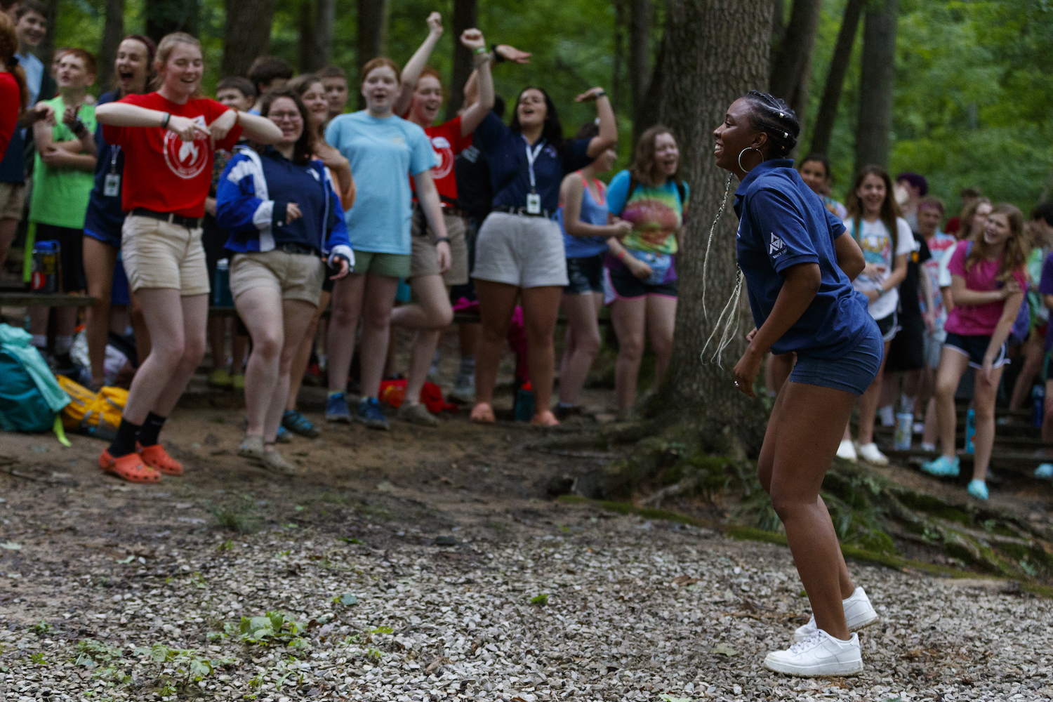 YMCA Louisville camp counselor with summer day campers YMCA Louisville camp counselor with summer day campers