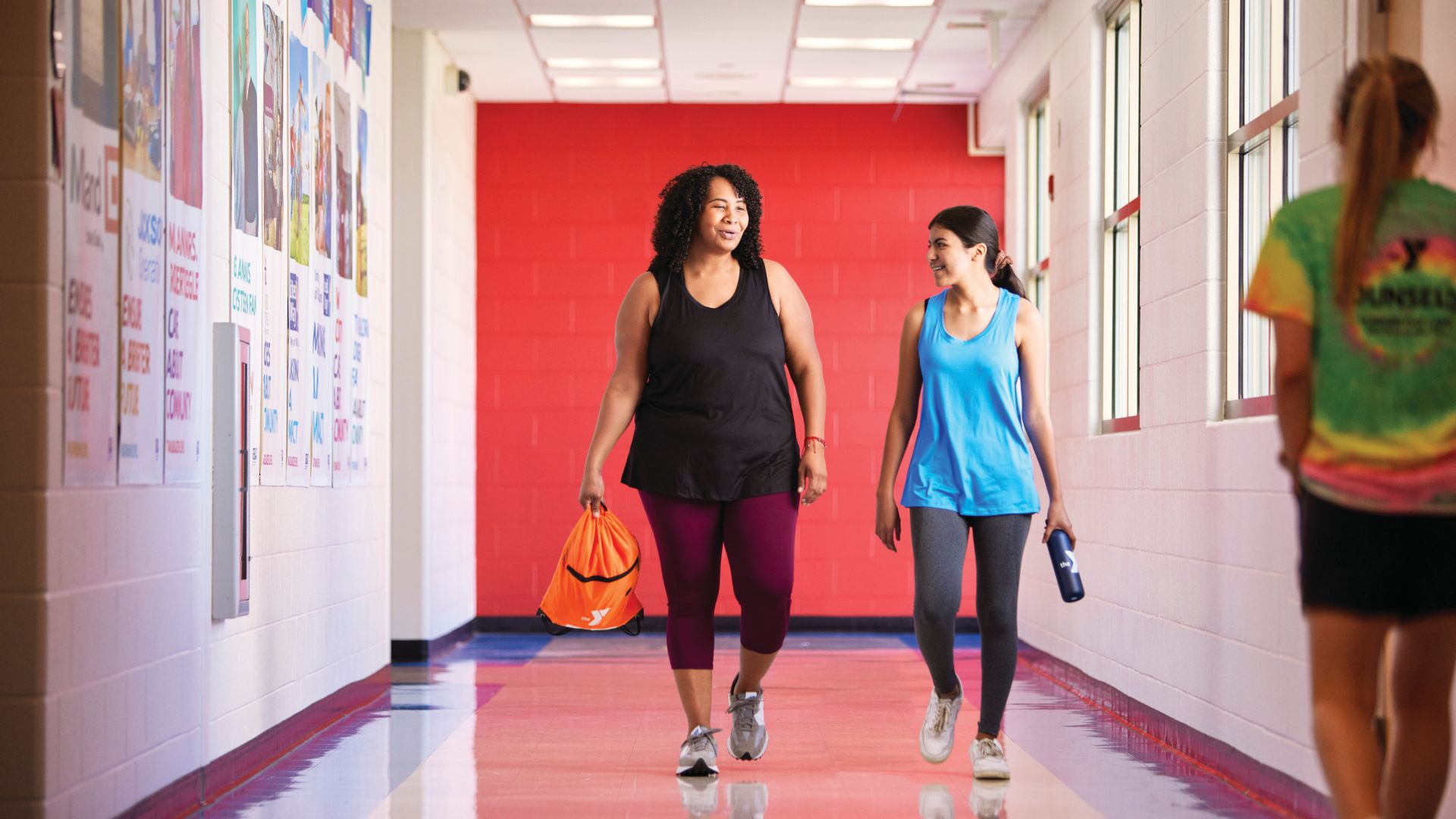 YMCA members walking together after a class YMCA members walking together after a class