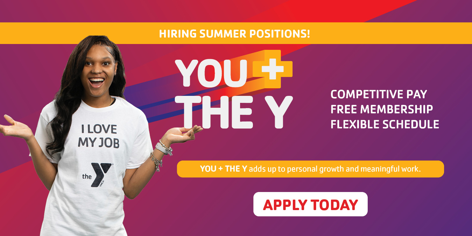 Young woman wearing a white t-shirt with a Y logo Young woman wearing a white t-shirt with a Y logo