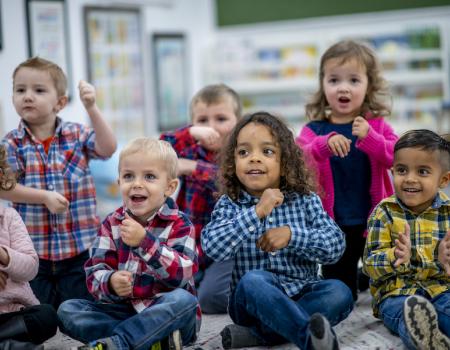 Kids playing together at YMCA child care program Kids playing together at YMCA child care program