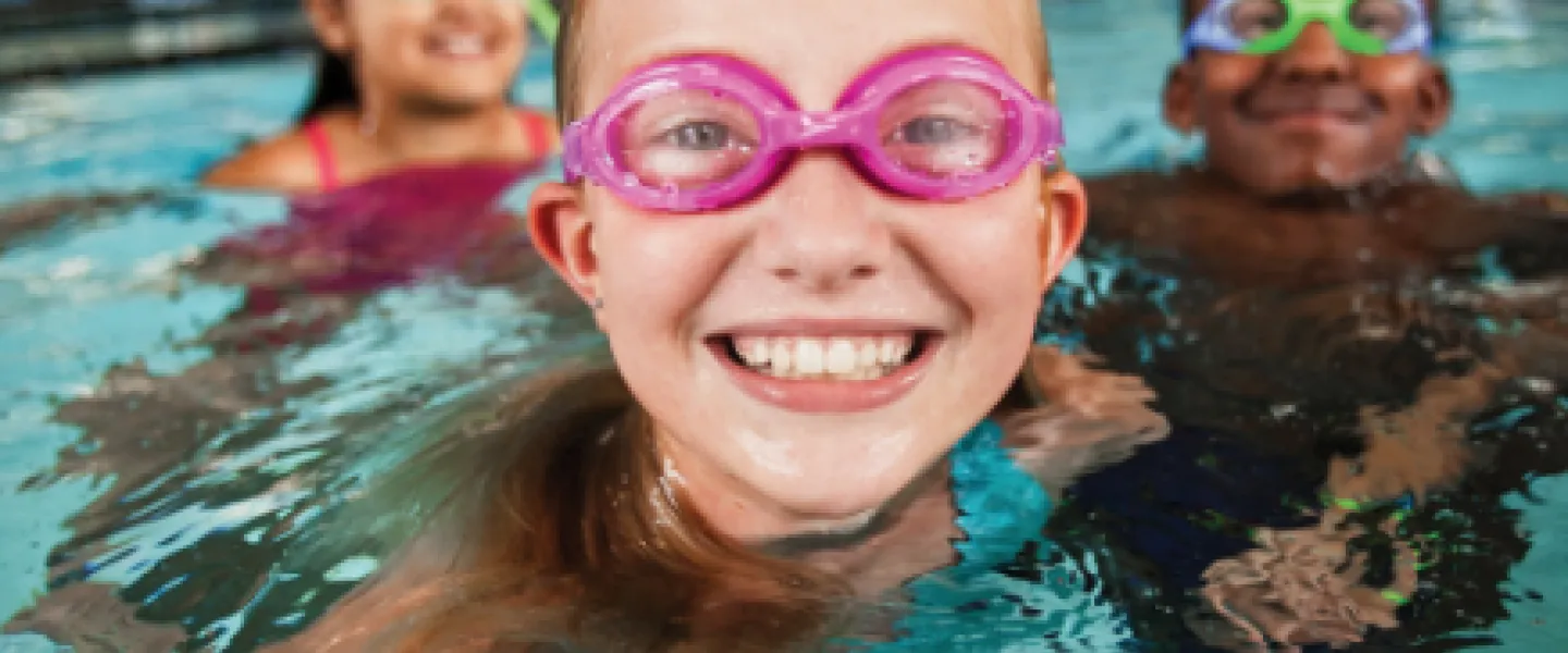 Children swimming in a pool
