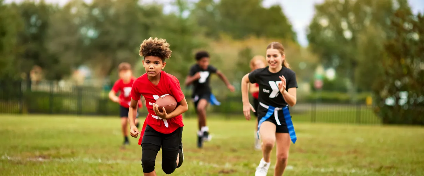 Children playing flag football