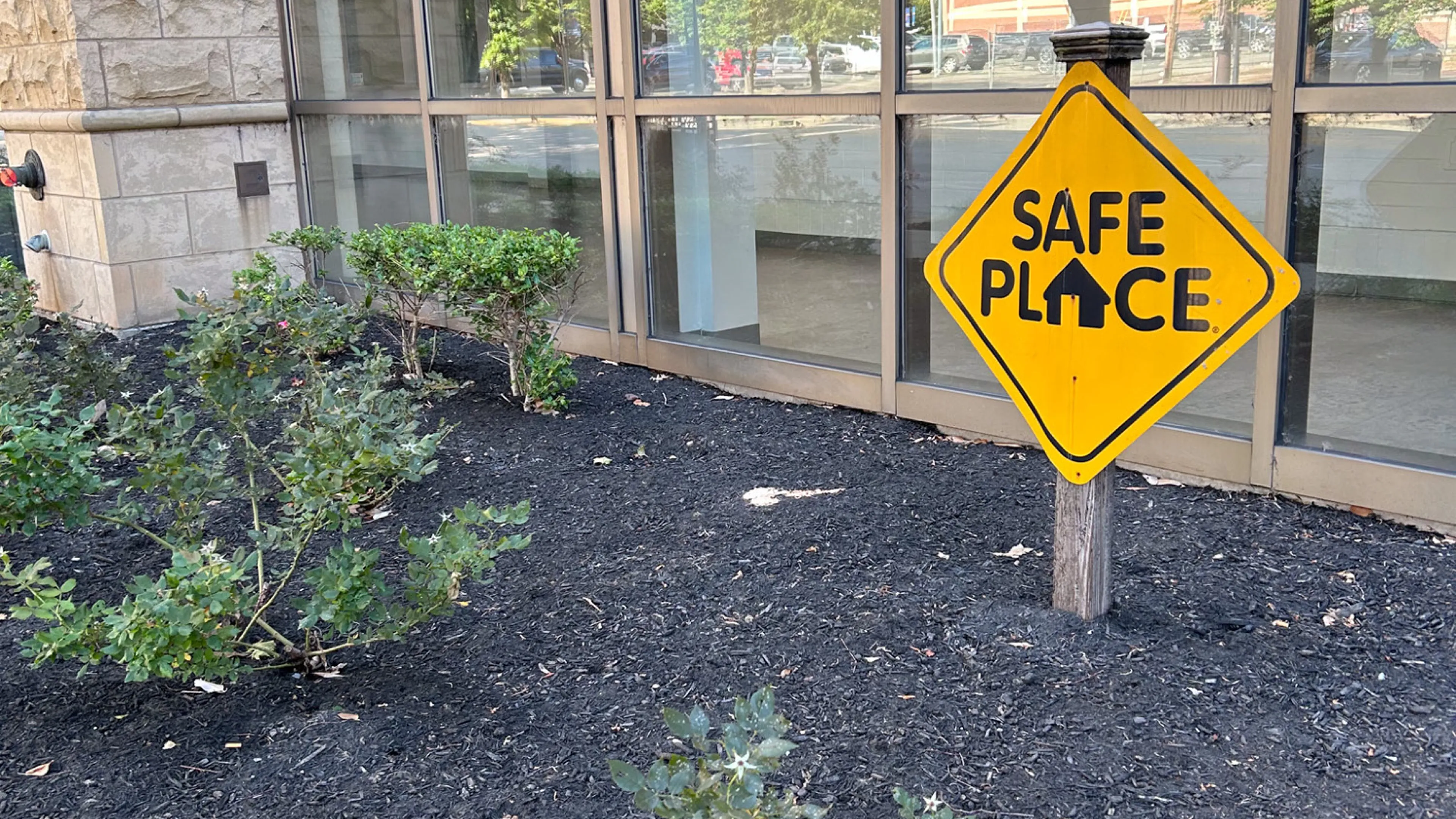 Safe Place sign outside of a YMCA branch