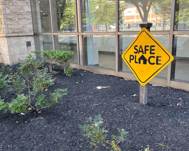 Safe Place sign outside of a YMCA branch