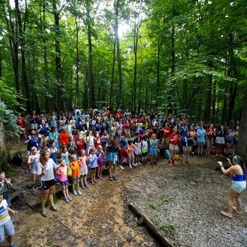 Group photo of summer day campers at YMCA Camp Piomingo Group photo of summer day campers at YMCA Camp Piomingo