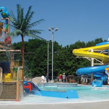 YMCA Louisville Calypso Cove Waterpark interactive play structure YMCA Louisville Calypso Cove Waterpark interactive play structure