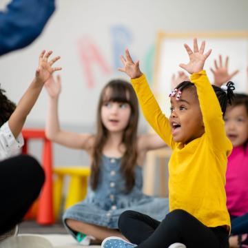 Children shouting in joy at YMCA child development center Children shouting in joy at YMCA child development center