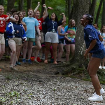 YMCA Louisville camp counselor with summer day campers YMCA Louisville camp counselor with summer day campers